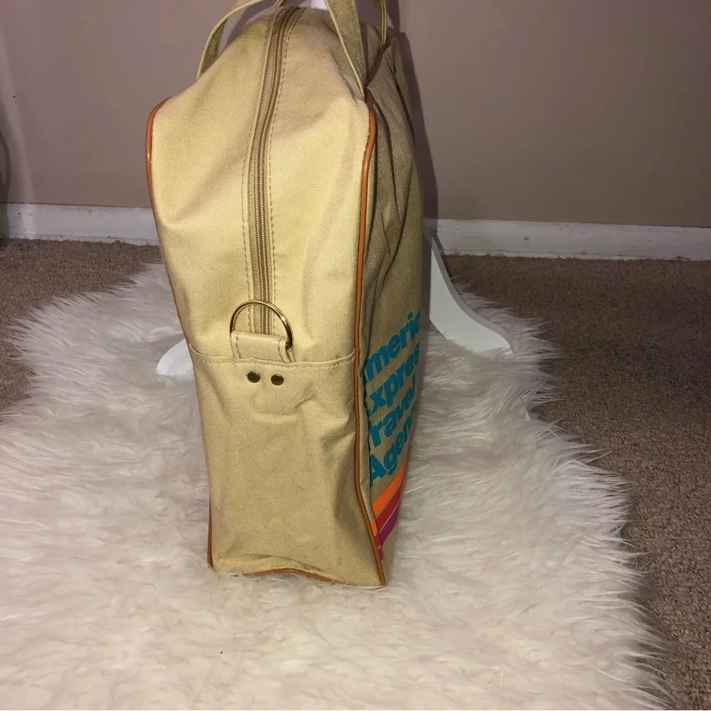 Vintage AMERICAN EXPRESS TRAVEL AGENCY Rare Beige Canvas Collectible Bag